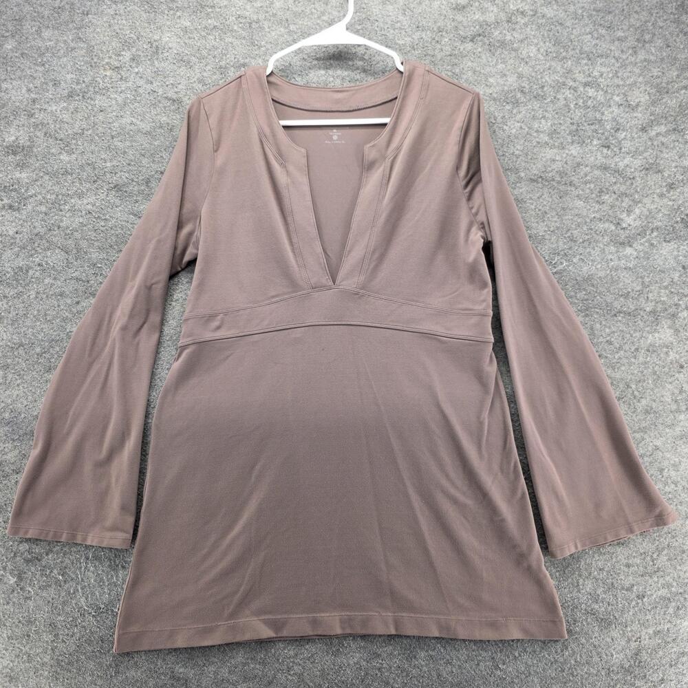 Athleta Tunic Womens XL Brown V-Neck Pullover Flared Sleeve Relaxed Yoga